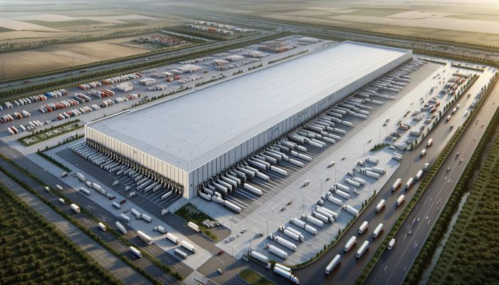 An-aerial-view-of-an-elongated-distribution-building-significantly-longer-than-usual-demonstrating-cross-dock-loading-facilities-on-both-the-front - 700x400